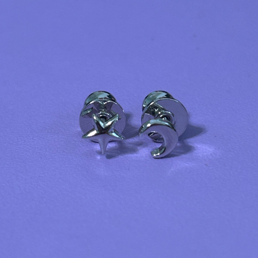 NEW Moon and Star stud earrings- Silver